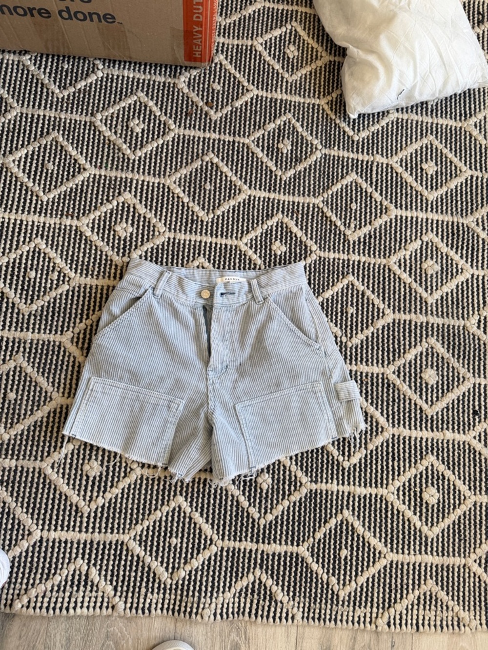 PacSun Light Blue Striped High-Waist Utility Shorts